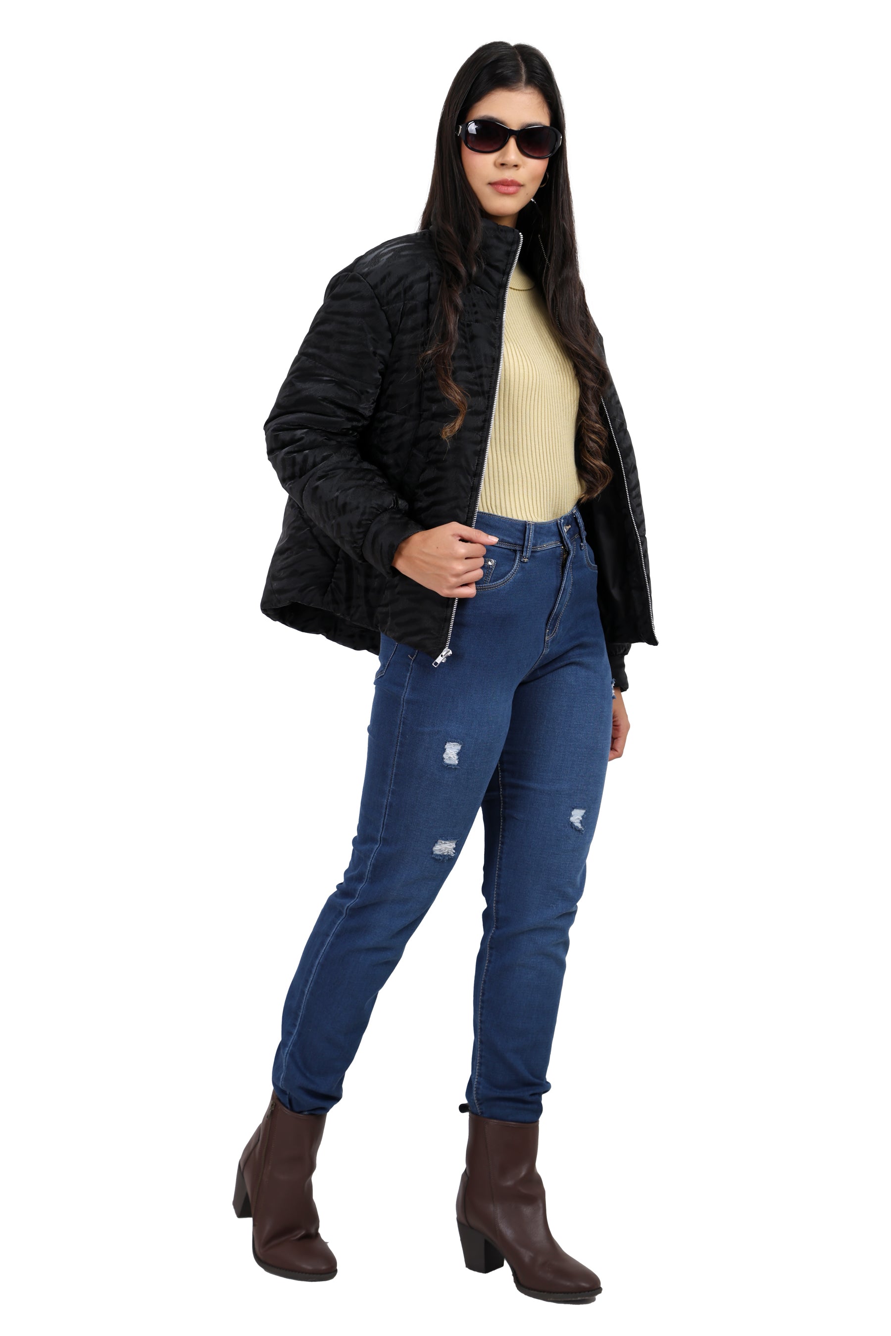 Women's Quilted Loose Fit Crop Jacket
