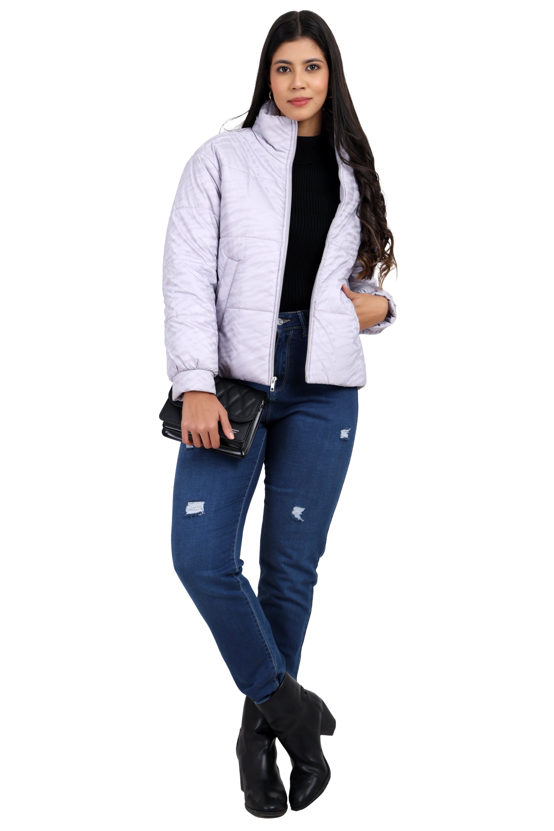 Women's Quilted Loose Fit Crop Jacket