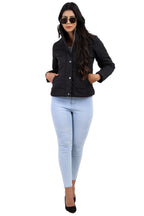 Women's Quilted Jacket in Cotton Look Peached Fabric