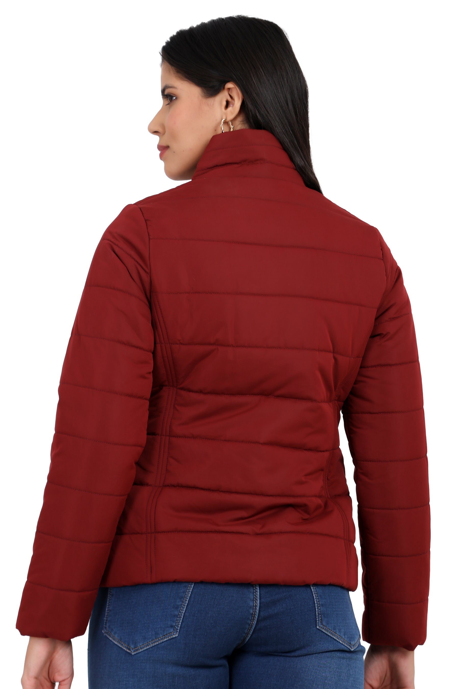 Women's Quilted Jacket in Cotton Look Peached Fabric
