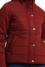 Women's Quilted Jacket in Cotton Look Peached Fabric