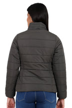 Women's Quilted Jacket in Cotton Look Peached Fabric