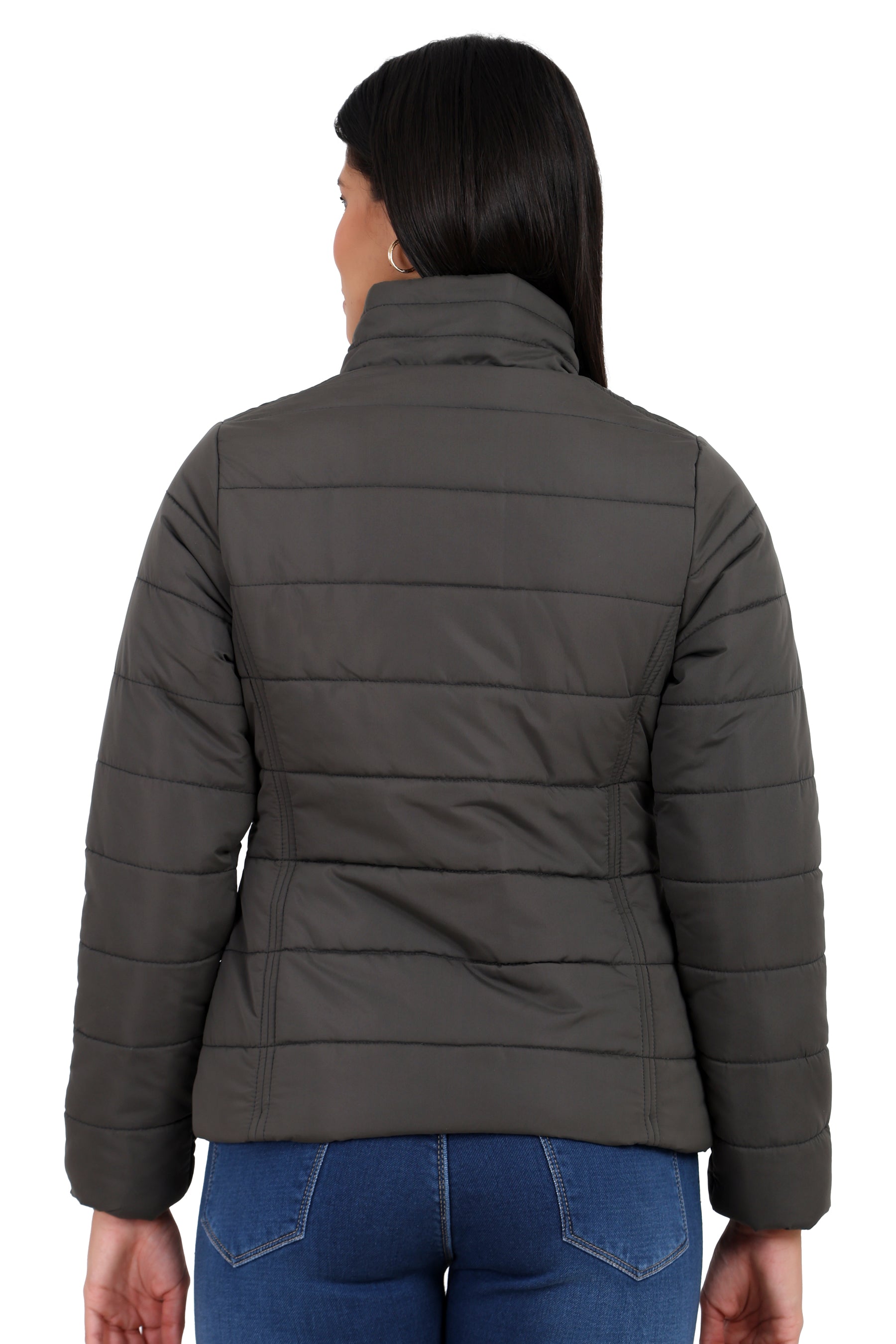 Women's Quilted Jacket in Cotton Look Peached Fabric