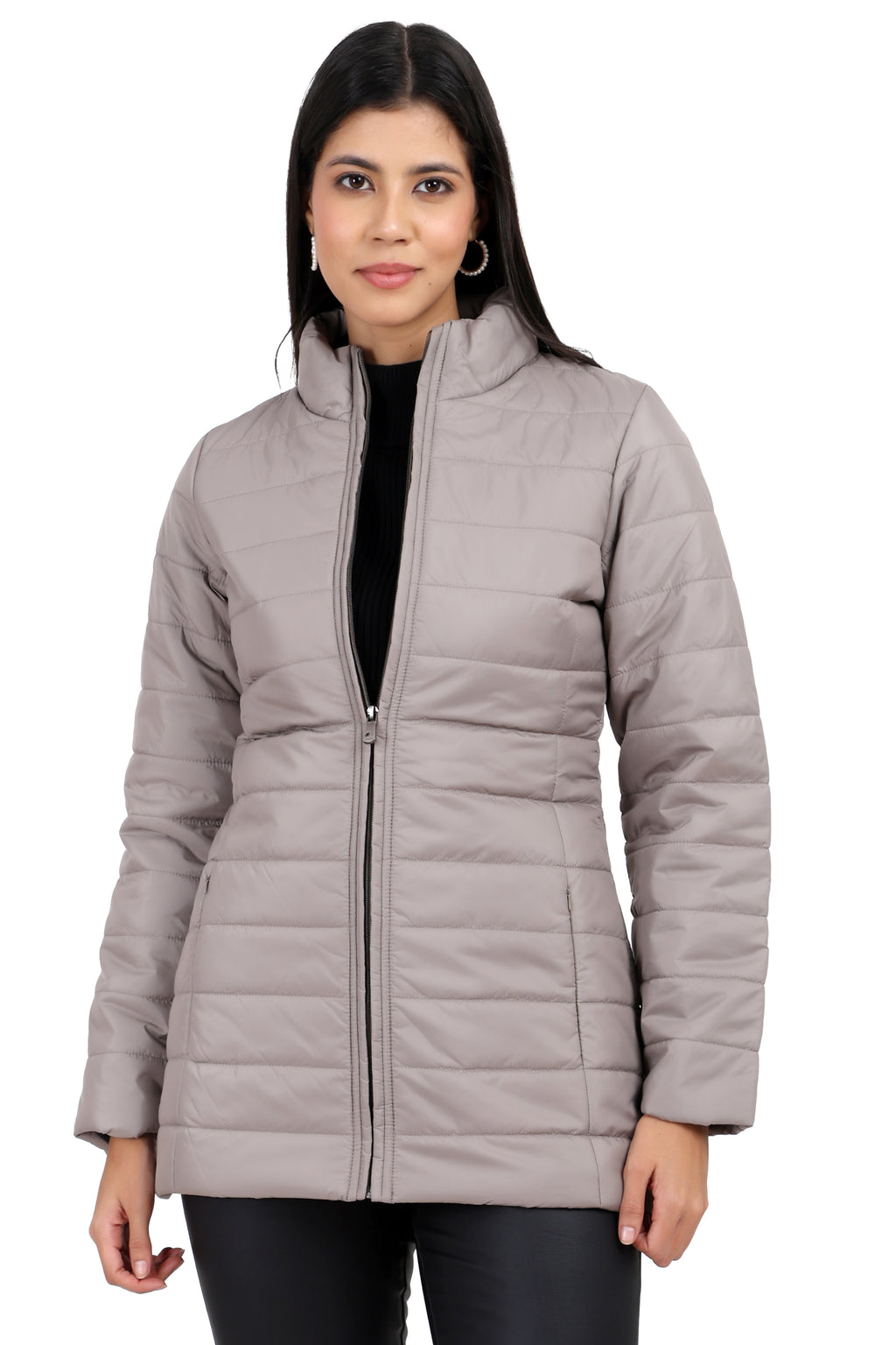Women's Quilted Jacket in Matt Poly Coated Fabric