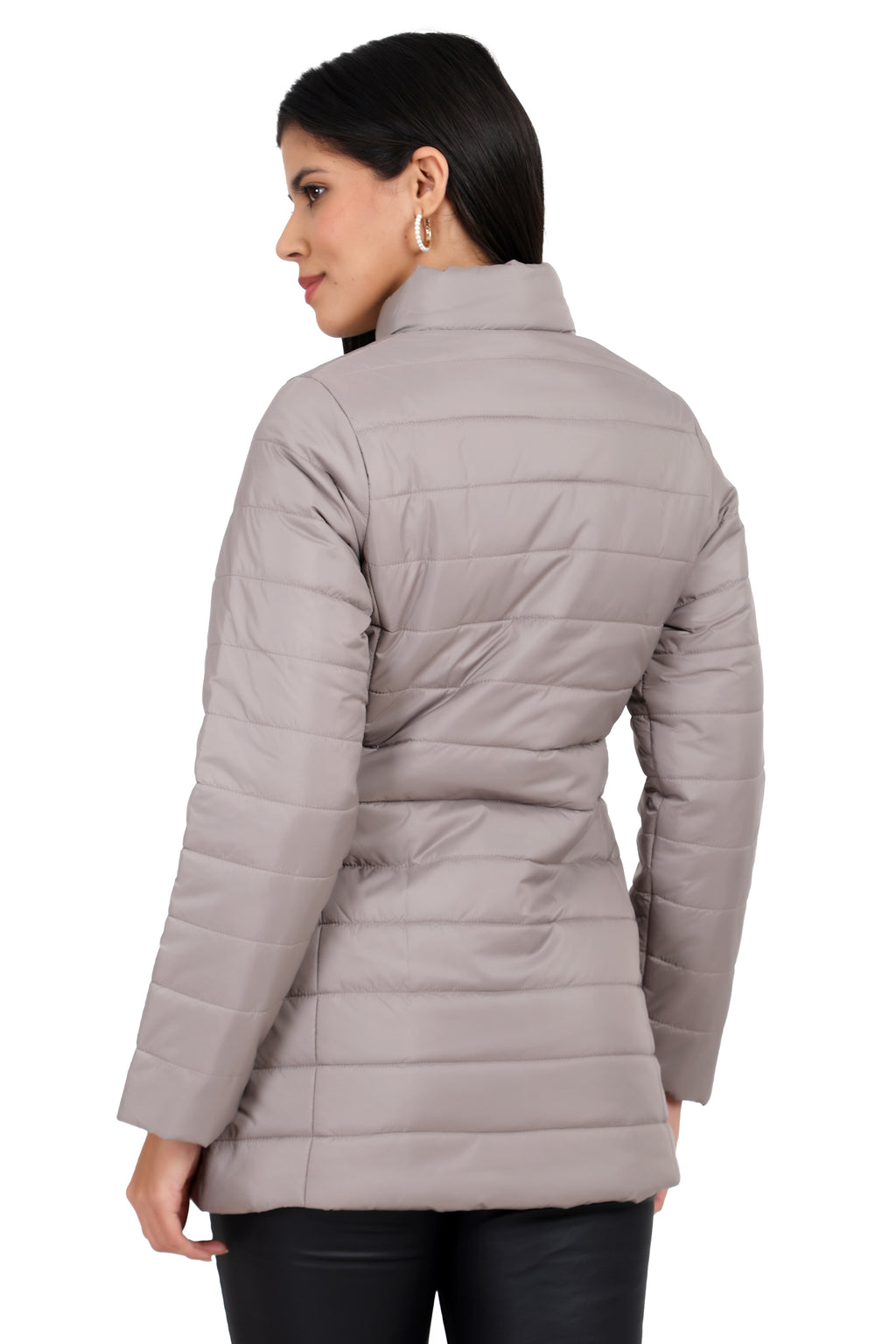 Women's Quilted Jacket in Matt Poly Coated Fabric