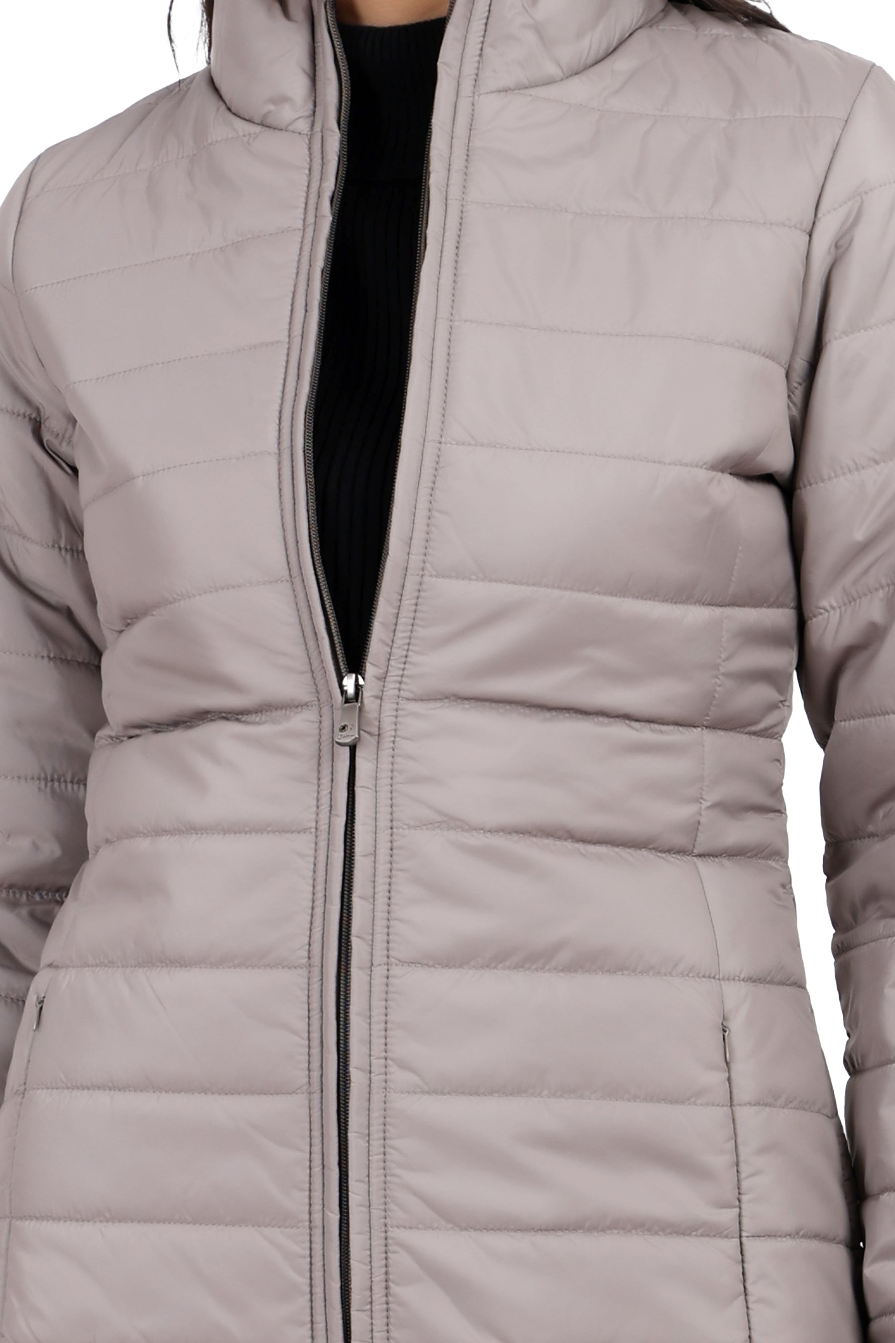Women's Quilted Jacket in Matt Poly Coated Fabric