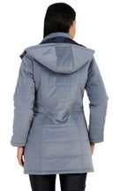 Women's Quilted Long Calf Length Jacket in Velvet Fabric