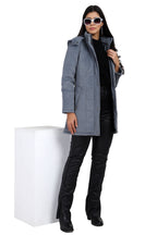 Women's Quilted Long Calf Length Jacket in Velvet Fabric