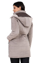Women's Quilted Long Calf Length Jacket in Velvet Fabric