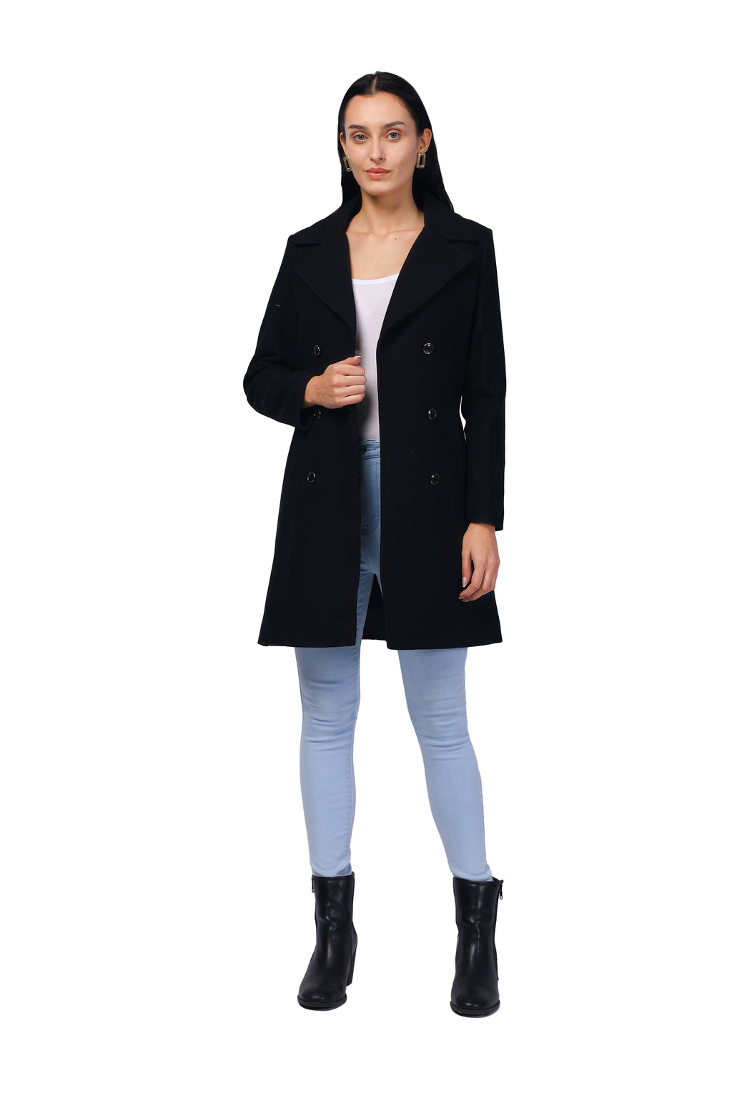 Women's Double Breasted Woolen Long Coat