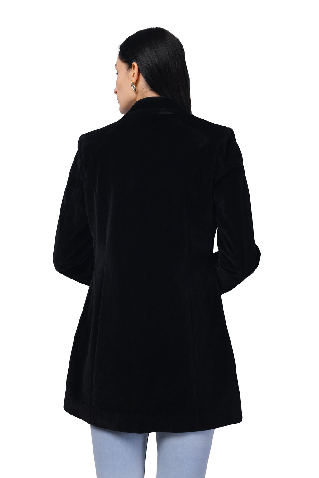 Women's Semi Long Coat in Velvet Fabric