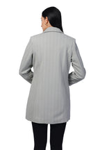 Women's Semi Long Coat in Knitted Herringbone Tweed Fabric