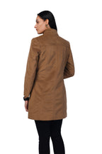 Women's Long Coat in Textured Velvet Fabric