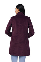 Women's Long Coat in Textured Velvet Fabric