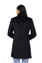Women's Long Coat in Textured Velvet Fabric