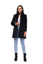 Women's Long Coat in Textured Velvet Fabric