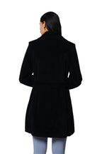 Women's Long Coat in Bonded Velvet Fabric