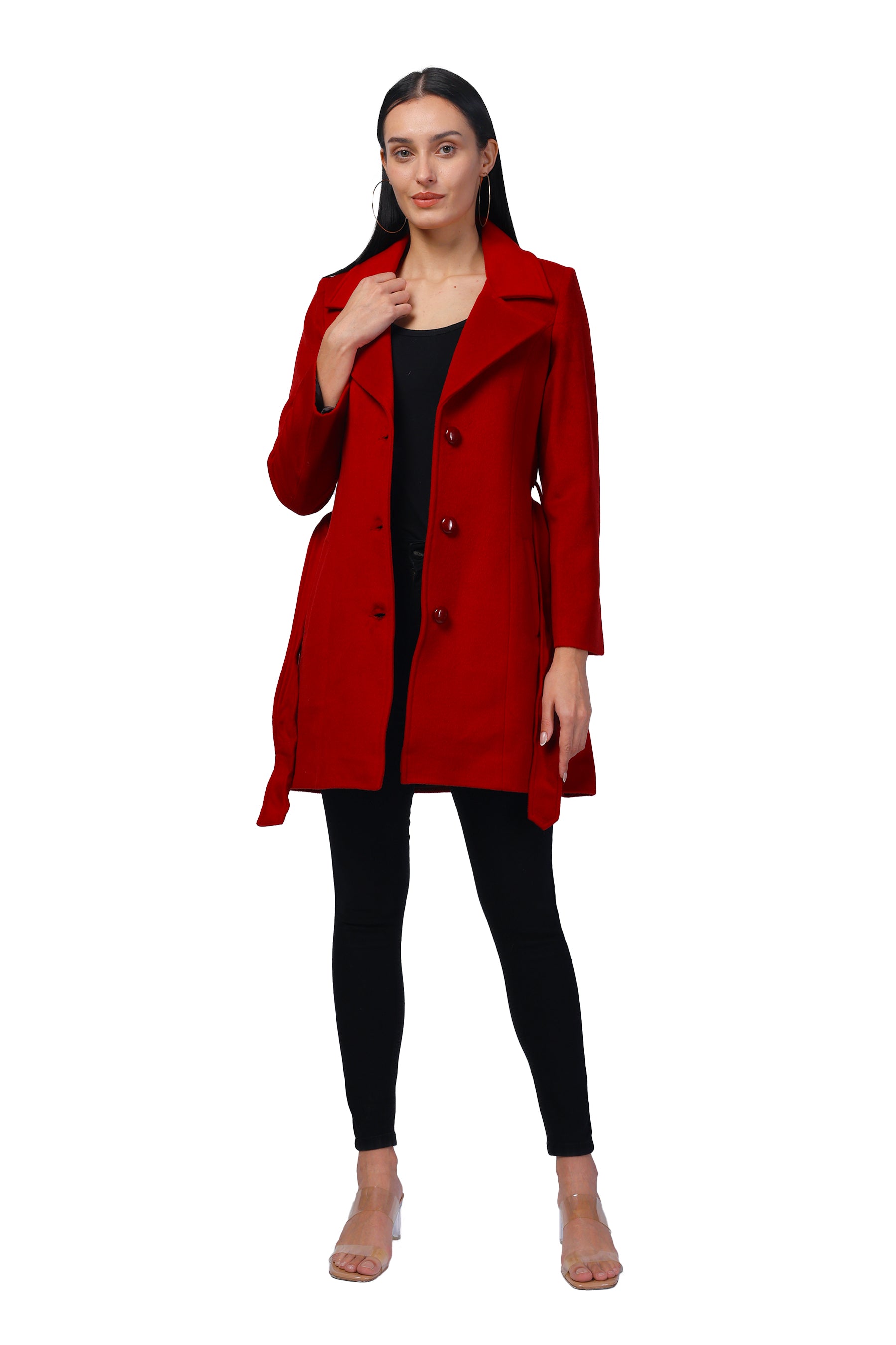 Women's Long Coat in Fur Tweed Fabric