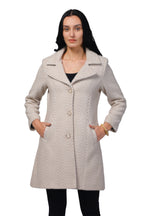 Women's Long Coat in Hairy Herringbone Fabric