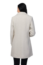 Women's Long Coat in Hairy Herringbone Fabric