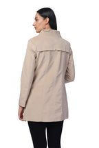 Women's Long Coat in Textured Velvet Fabric