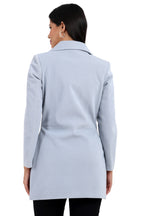 Women's Double Breasted Semi Long Coat in Bonded Velvet Fabric