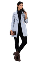 Women's Double Breasted Semi Long Coat in Bonded Velvet Fabric