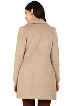 Women's Semi Long Coat in Zig Zag Fur Fabric