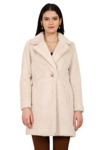 Women's Semi Long Coat in Zig Zag Fur Fabric