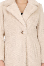 Women's Semi Long Coat in Zig Zag Fur Fabric
