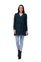 Women's Double Breasted Long Coat in Crush Scuba Fabric