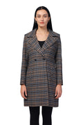Women's Double Breasted Long Coat in Tweed Fabric