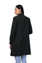 Women's Double Breasted Long Coat in Light Weight Tweed Fabric