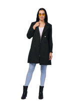 Women's Double Breasted Long Coat in Light Weight Tweed Fabric
