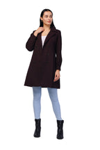Women's Double Breasted Long Coat in Light Weight Tweed Fabric