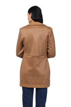 Women's Semi Long Coat in Anti Pilling Suede Fabric