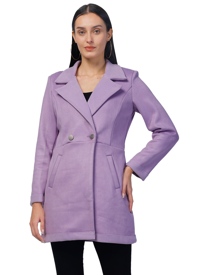Women's Semi Long Coat in Anti Pilling Suede Fabric