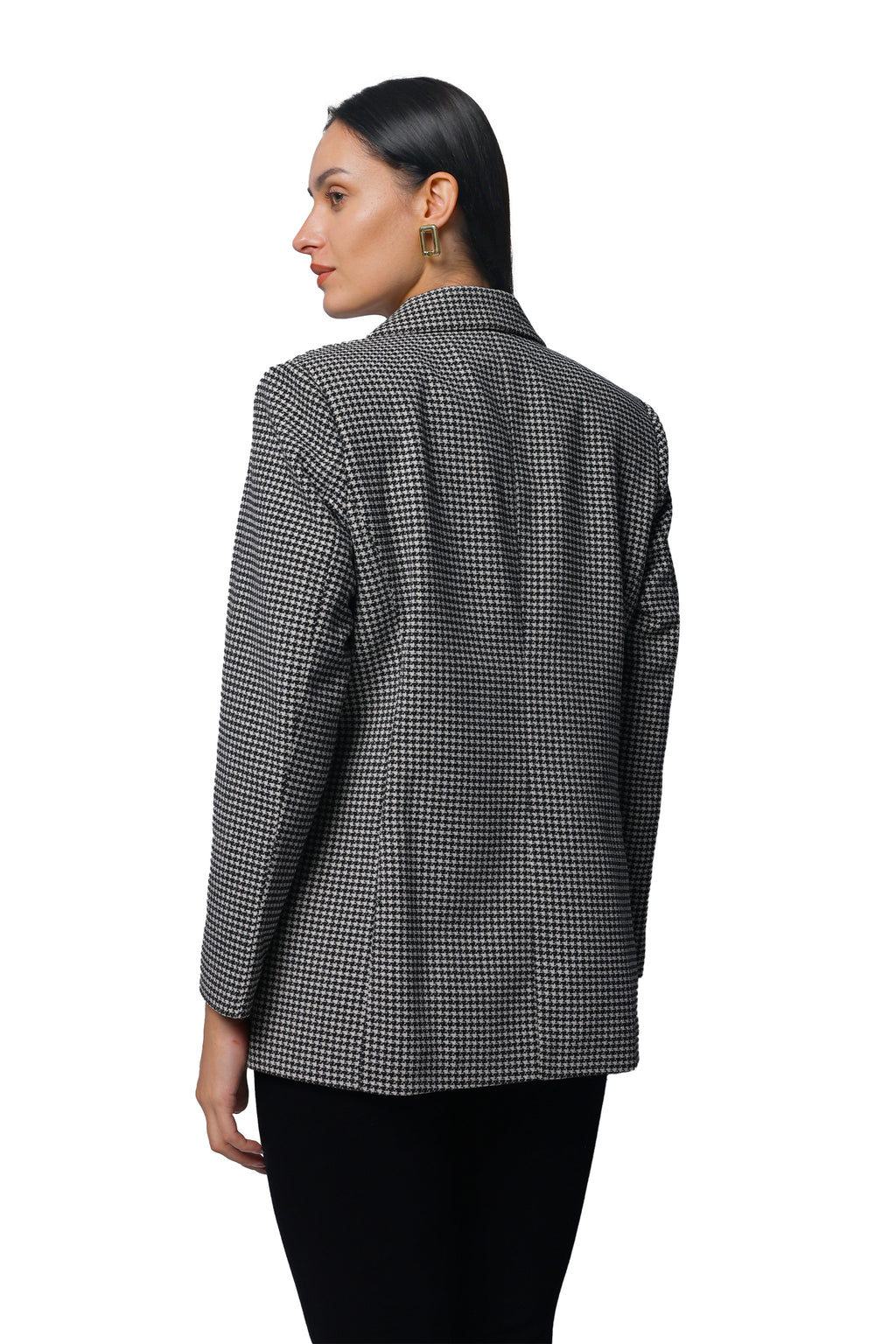 Double Breasted Mid Length Coat in Chenille Tweed Fabric