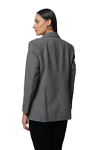 Double Breasted Mid Length Coat in Chenille Tweed Fabric