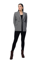 Double Breasted Mid Length Coat in Chenille Tweed Fabric