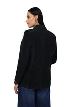 Double Breasted Mid Length Coat in Chenille Tweed Fabric