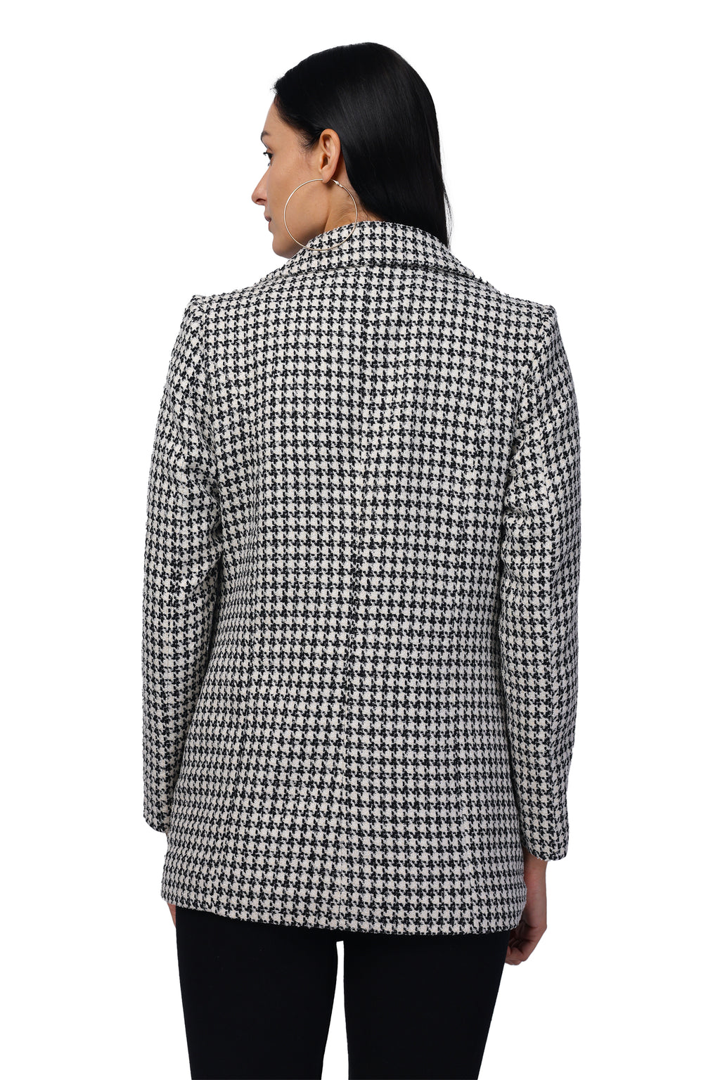 Women's Mid Length Coat in Soft Tweed Fabric