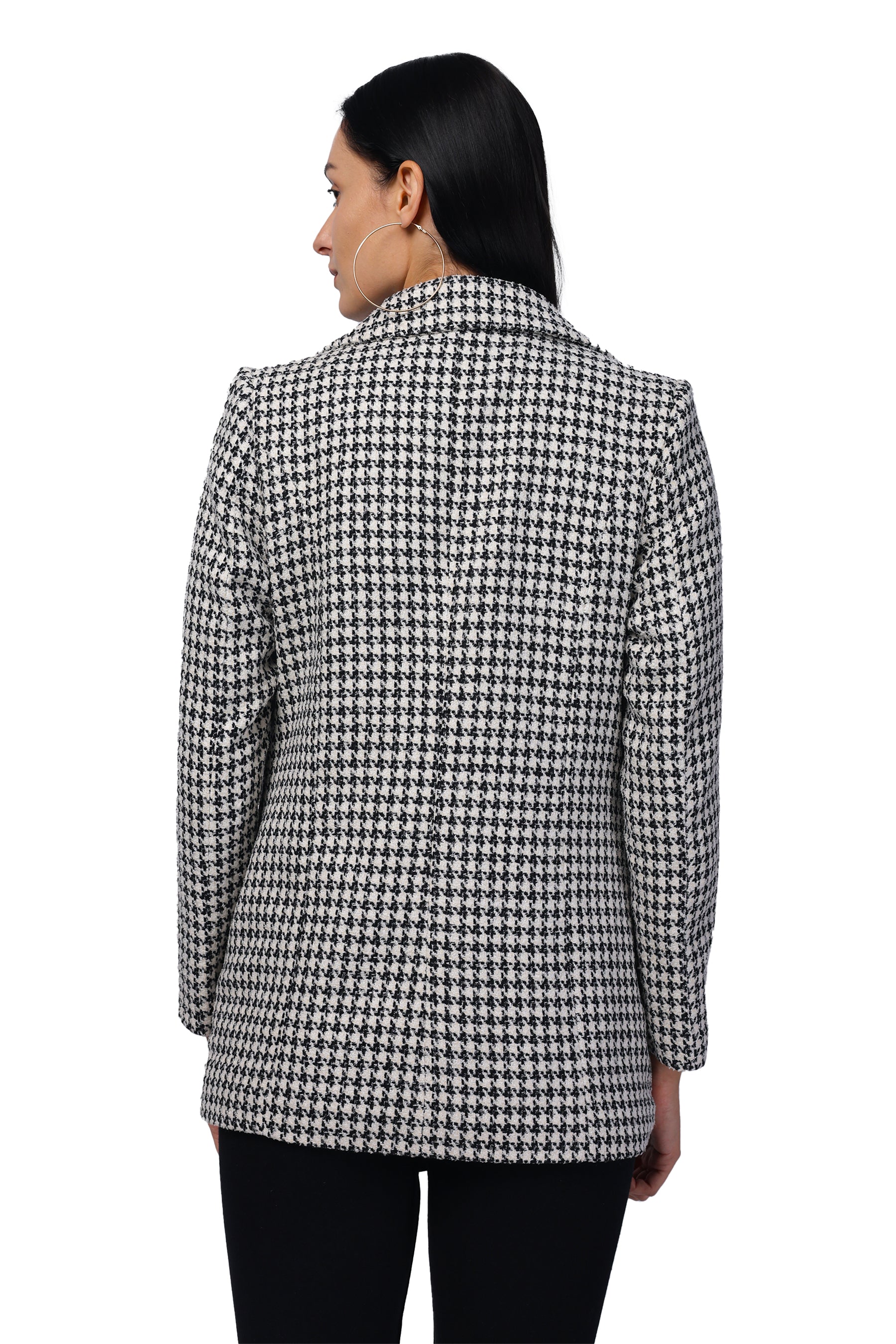 Women's Mid Length Coat in Soft Tweed Fabric