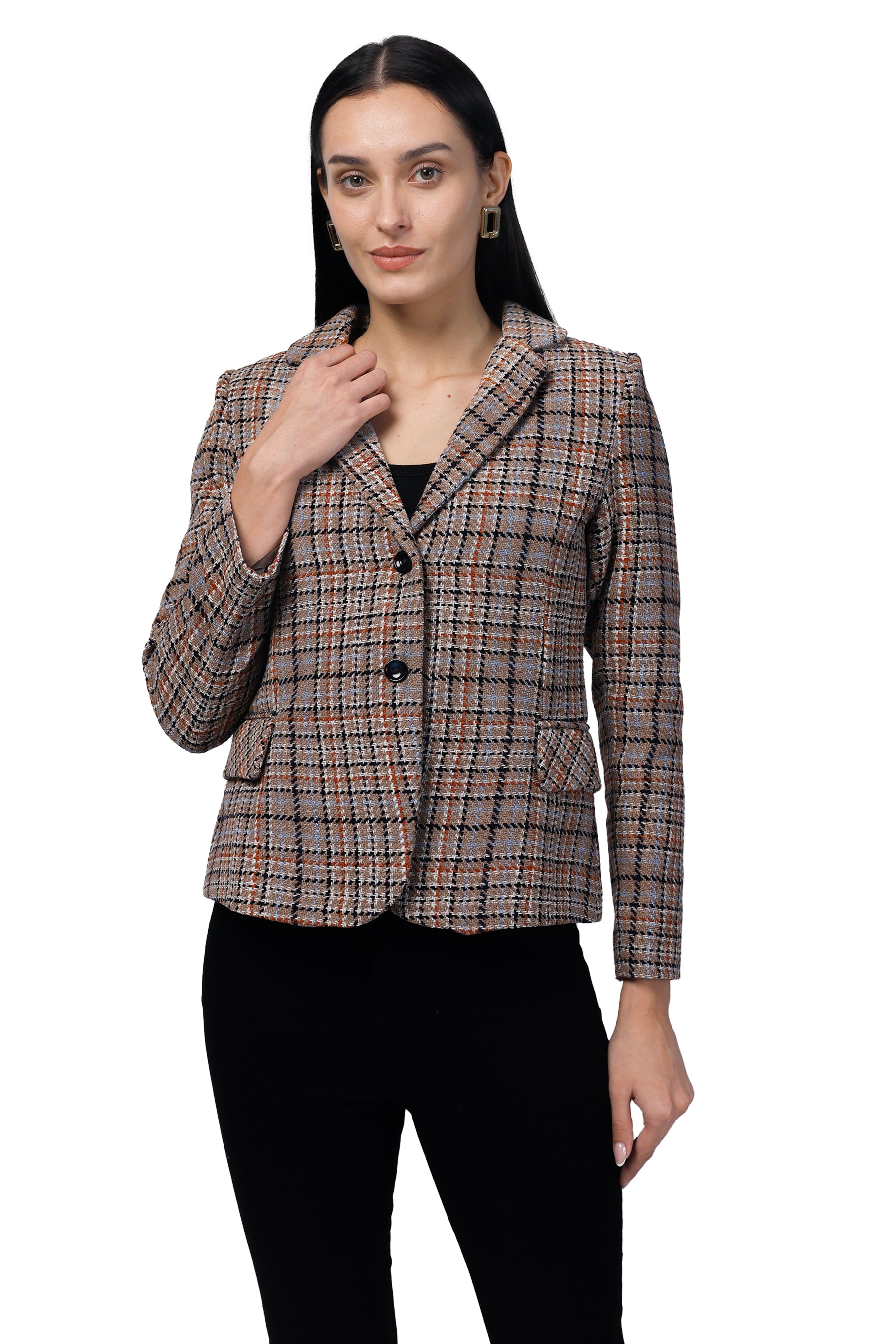 Women's Short Coat in Chenille Tweed Fabric