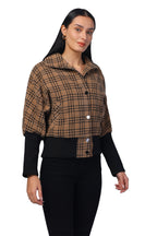 Women's Kimono in Chenille Tweed Fabric with Rib Sleeves
