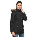 Women's Quilted Parka Jacket with Removable Hood