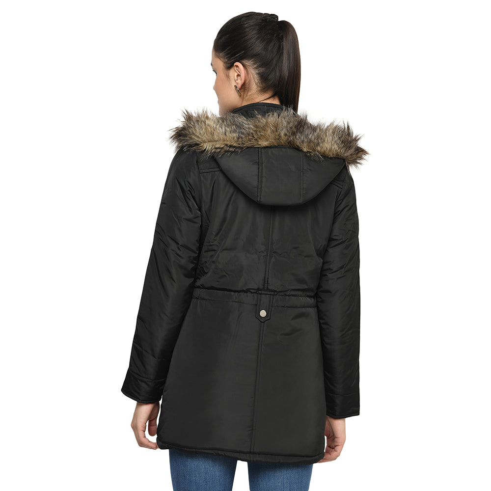 Women's Quilted Parka Jacket with Removable Hood