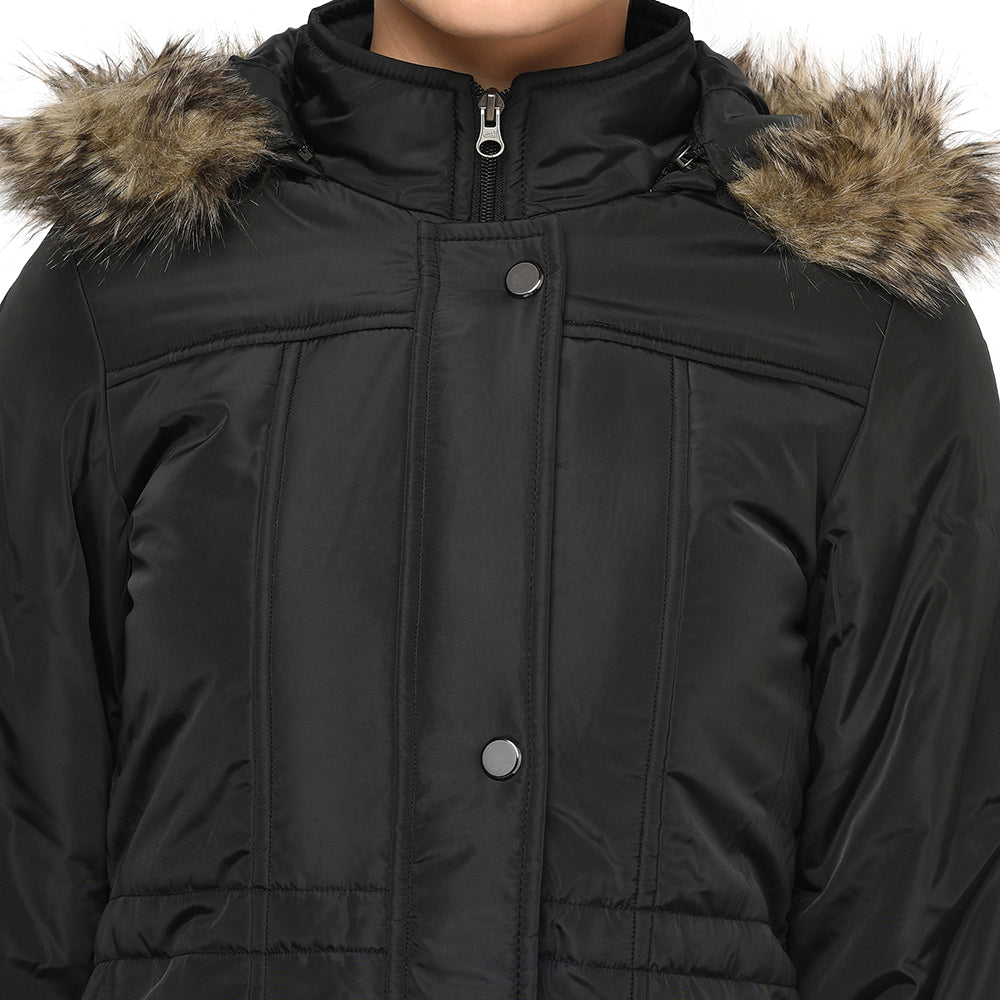 Women's Quilted Parka Jacket with Removable Hood