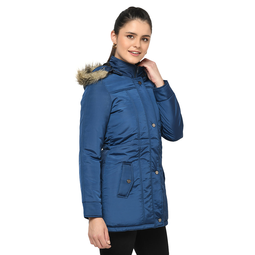 Women's Quilted Parka Jacket with Removable Hood