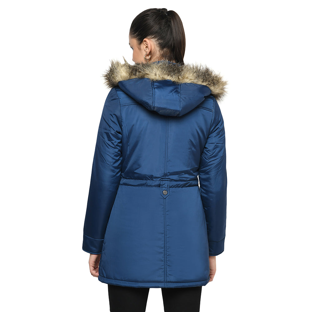 Women's Quilted Parka Jacket with Removable Hood